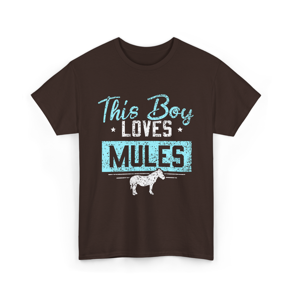 This Boy Loves Mules Animal Lover T-Shirt - Dark Chocolate