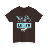 This Boy Loves Mules Animal Lover T-Shirt - Dark Chocolate