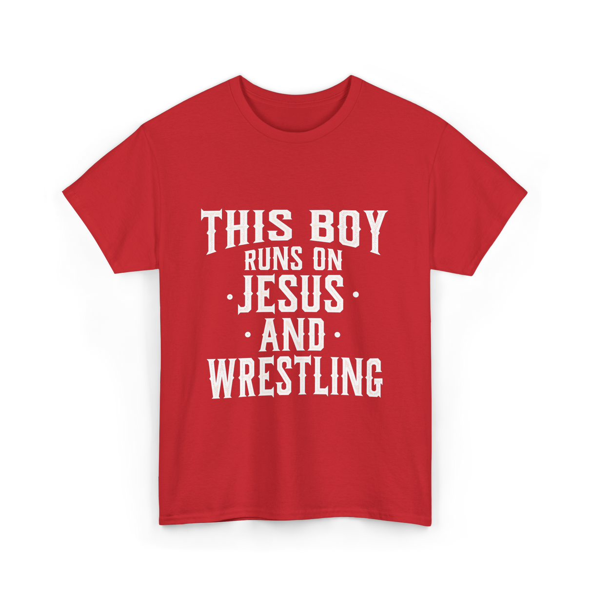 This Boy Runs On Jesus Wrestling T-Shirt - Red