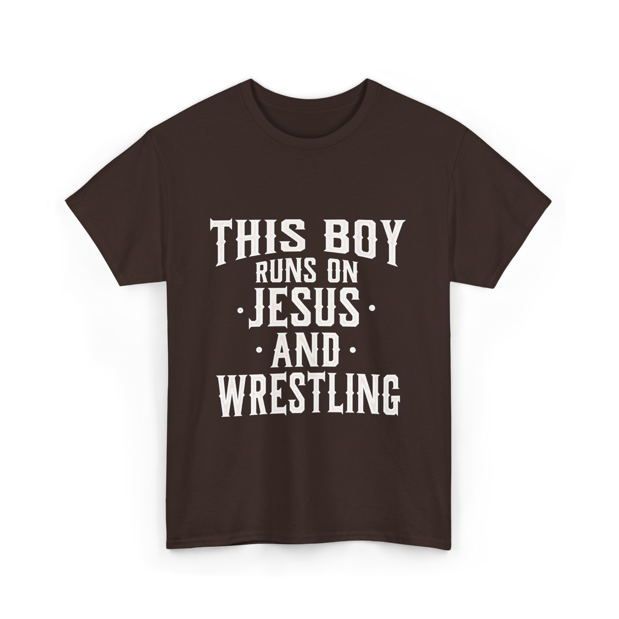 This Boy Runs On Jesus Wrestling T-Shirt - Dark Chocolate