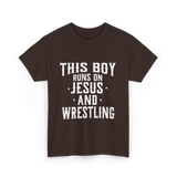 This Boy Runs On Jesus Wrestling T-Shirt - Dark Chocolate