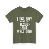 This Boy Runs On Jesus Wrestling T-Shirt - Military Green