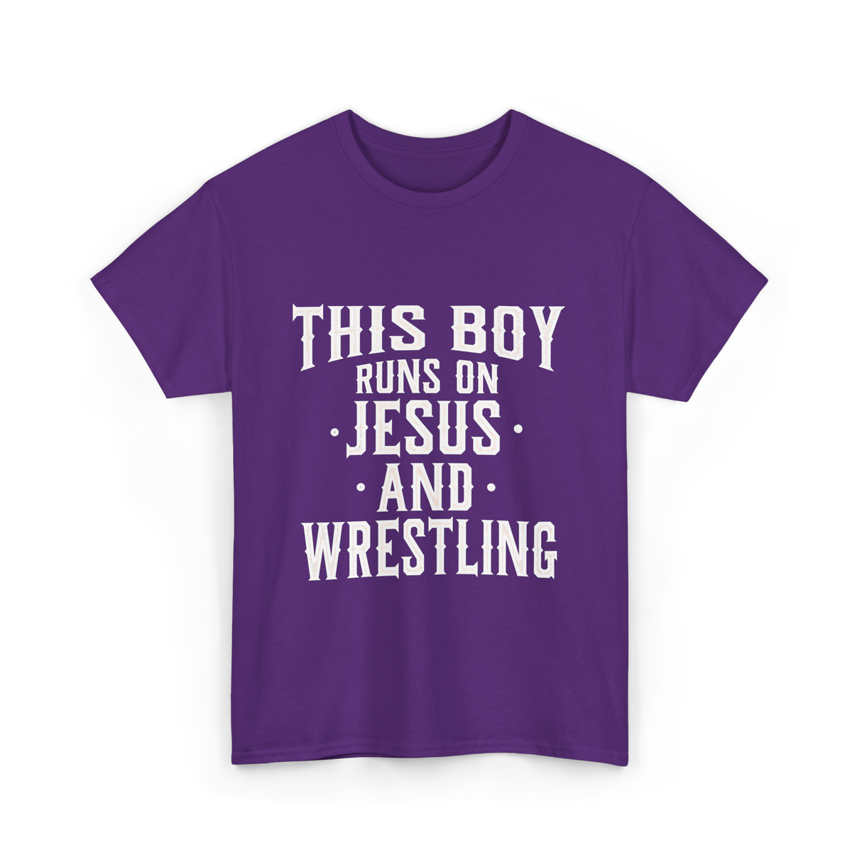 This Boy Runs On Jesus Wrestling T-Shirt - Purple