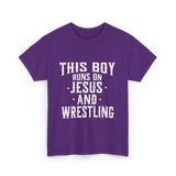 This Boy Runs On Jesus Wrestling T-Shirt - Purple