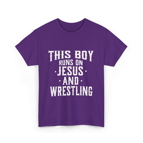 This Boy Runs On Jesus Wrestling T-Shirt - Purple