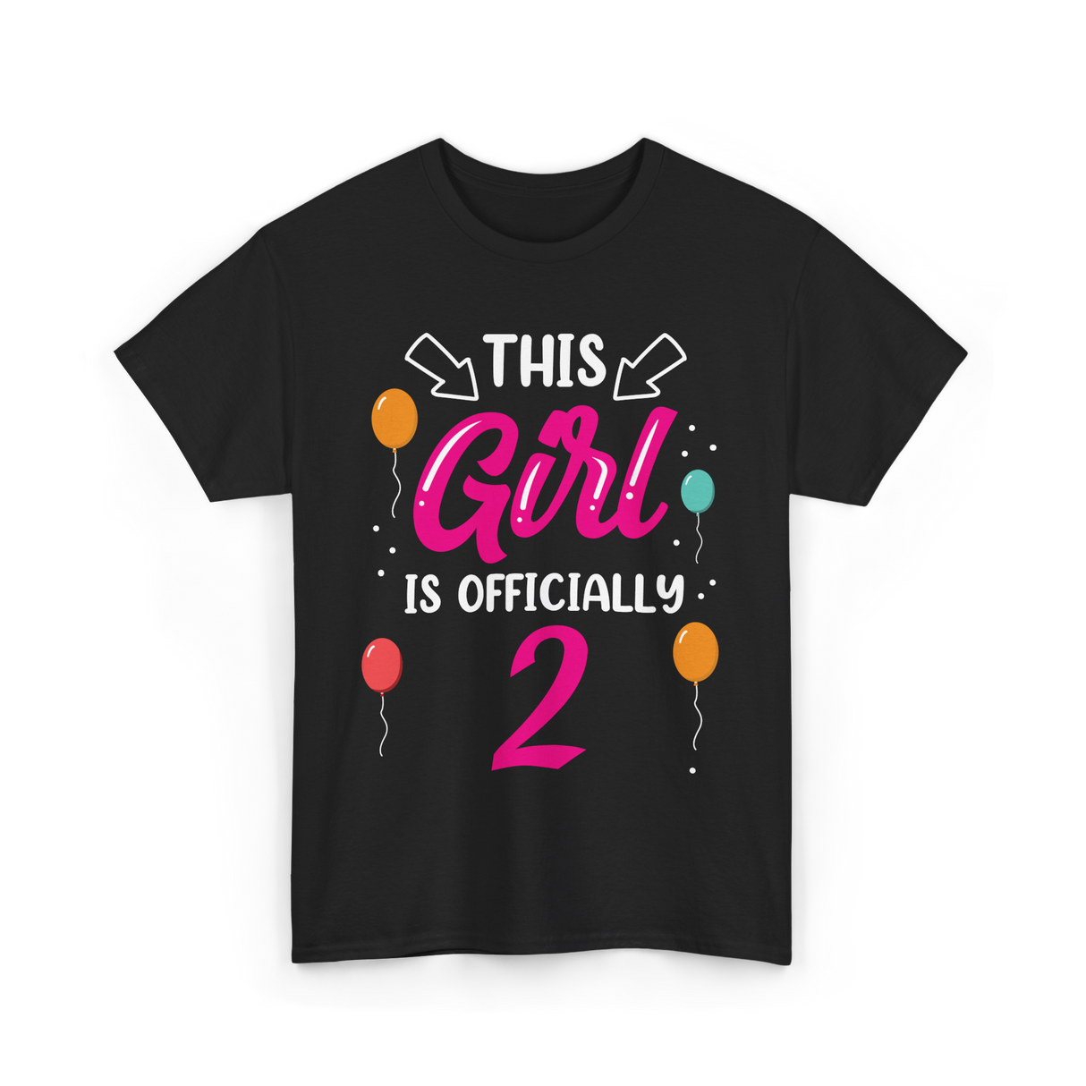 This Girl Is 2 Birthday Girls T-Shirt - Black