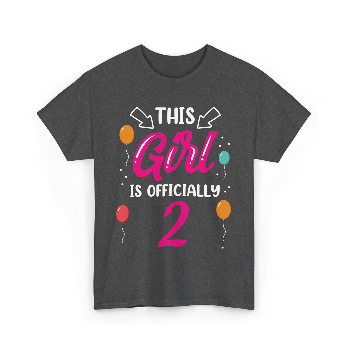 This Girl Is 2 Birthday Girls T-Shirt - Dark Heather