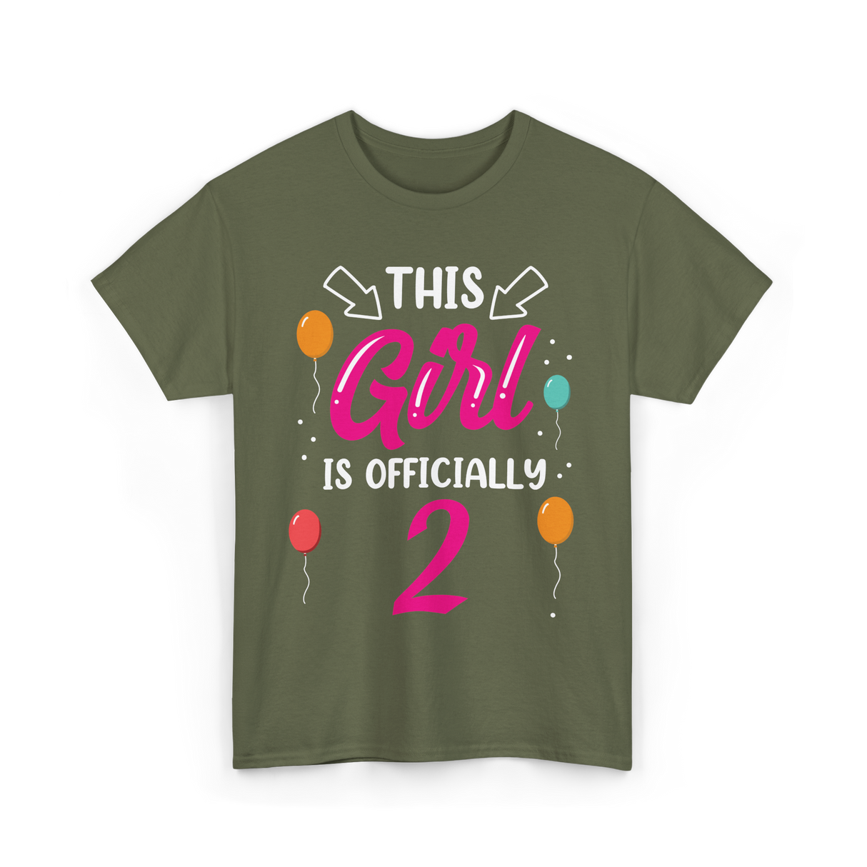 This Girl Is 2 Birthday Girls T-Shirt - Military Green