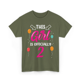 This Girl Is 2 Birthday Girls T-Shirt - Military Green