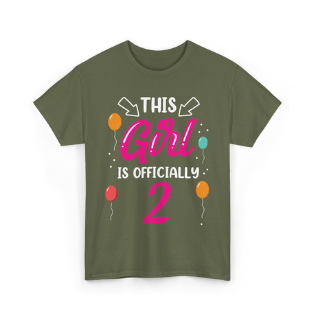 This Girl Is 2 Birthday Girls T-Shirt - Military Green