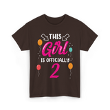 This Girl Is 2 Birthday Girls T-Shirt - Dark Chocolate