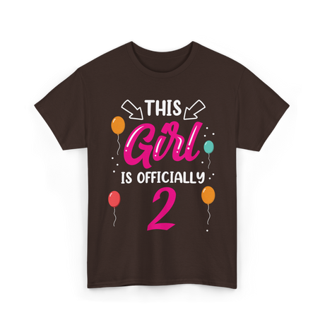 This Girl Is 2 Birthday Girls T-Shirt - Dark Chocolate