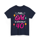 This Girl Is 40 Birthday Girl T-Shirt - Navy