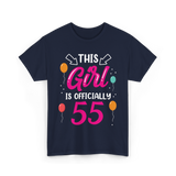 This Girl Is 55 Birthday Celebrations T-Shirt - Navy