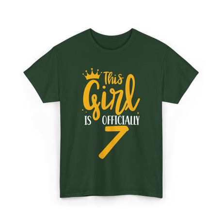 This Girl Is 7 Birthday Celebration T-Shirt - Forest Green