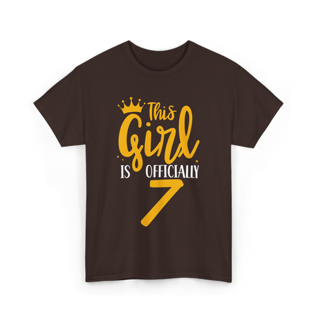 This Girl Is 7 Birthday Celebration T-Shirt - Dark Chocolate