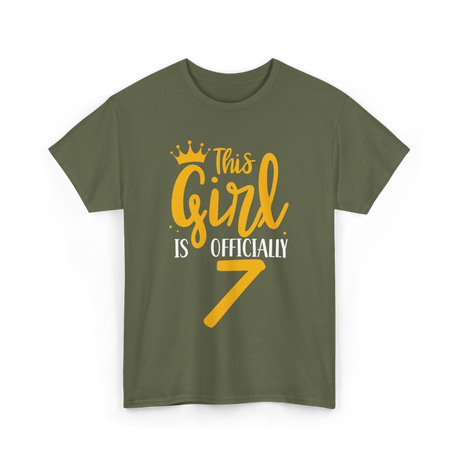 This Girl Is 7 Birthday Celebration T-Shirt - Military Green