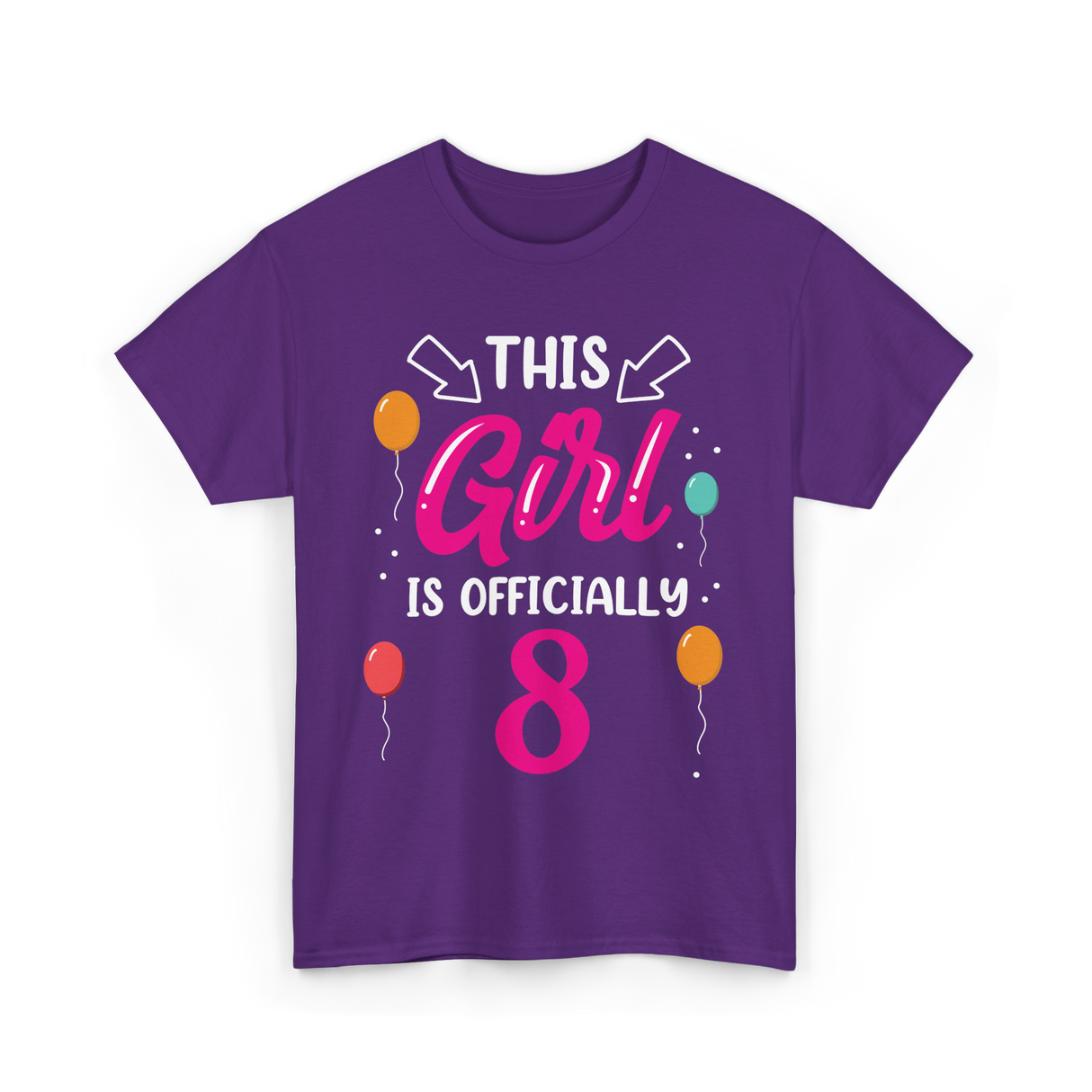 This Girl Is 8 Birthday Celebration T-Shirt - Purple