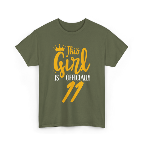 This Girl Is Eleven Age Birthday T-Shirt - Military Green