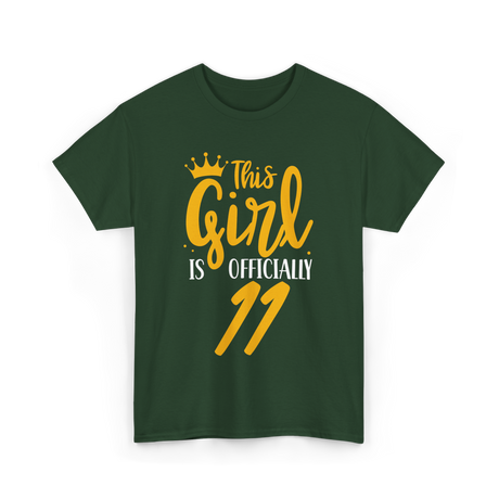 This Girl Is Eleven Age Birthday T-Shirt - Forest Green