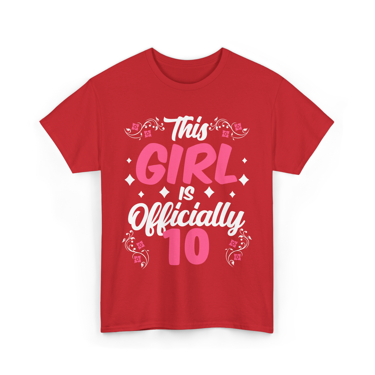 This Girl Is Officially 10 Birthday T-Shirt - Red