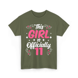 This Girl Is Officially 11 Birthday T-Shirt - Military Green