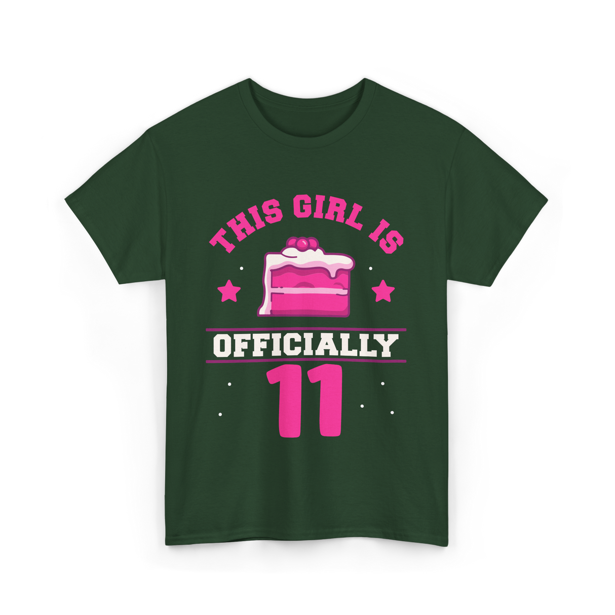 This Girl Is Officially 11 Birthday T-Shirt - Forest Green