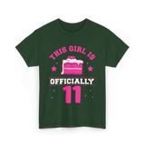 This Girl Is Officially 11 Birthday T-Shirt - Forest Green