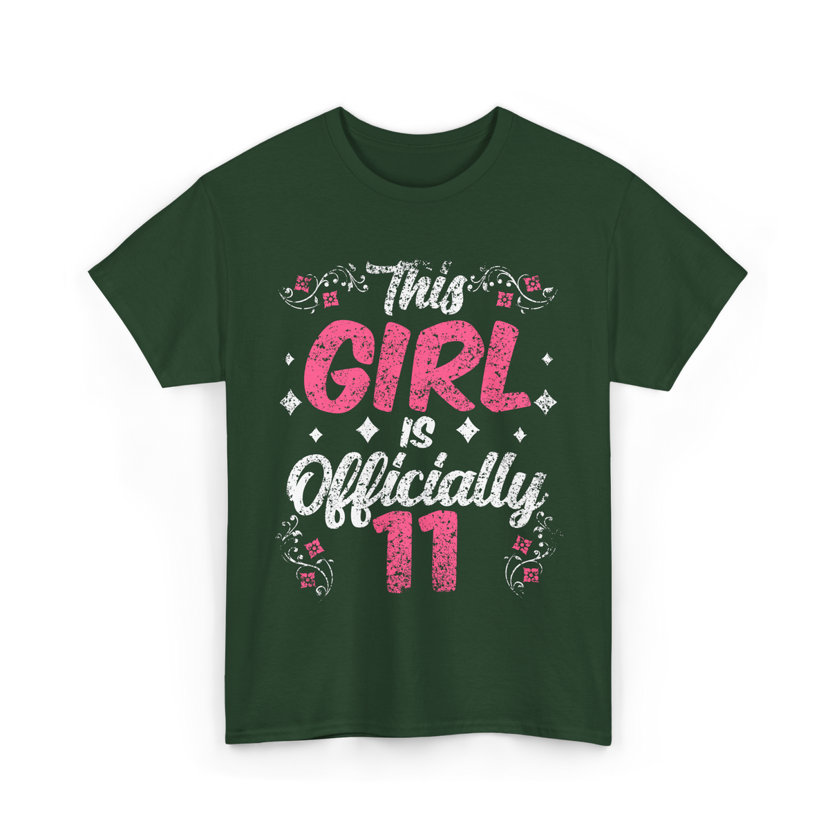 This Girl Is Officially 11 Birthday T-Shirt - Forest Green