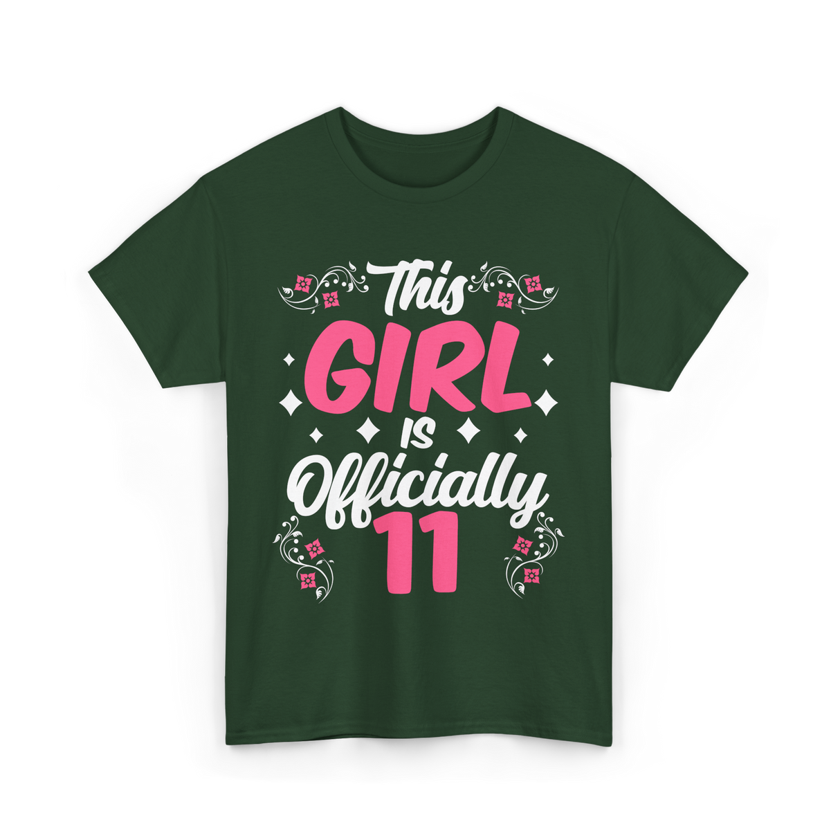 This Girl Is Officially 11 Birthday T-Shirt - Forest Green