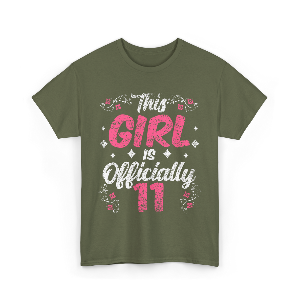 This Girl Is Officially 11 Birthday T-Shirt - Military Green