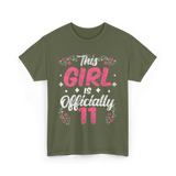 This Girl Is Officially 11 Birthday T-Shirt - Military Green