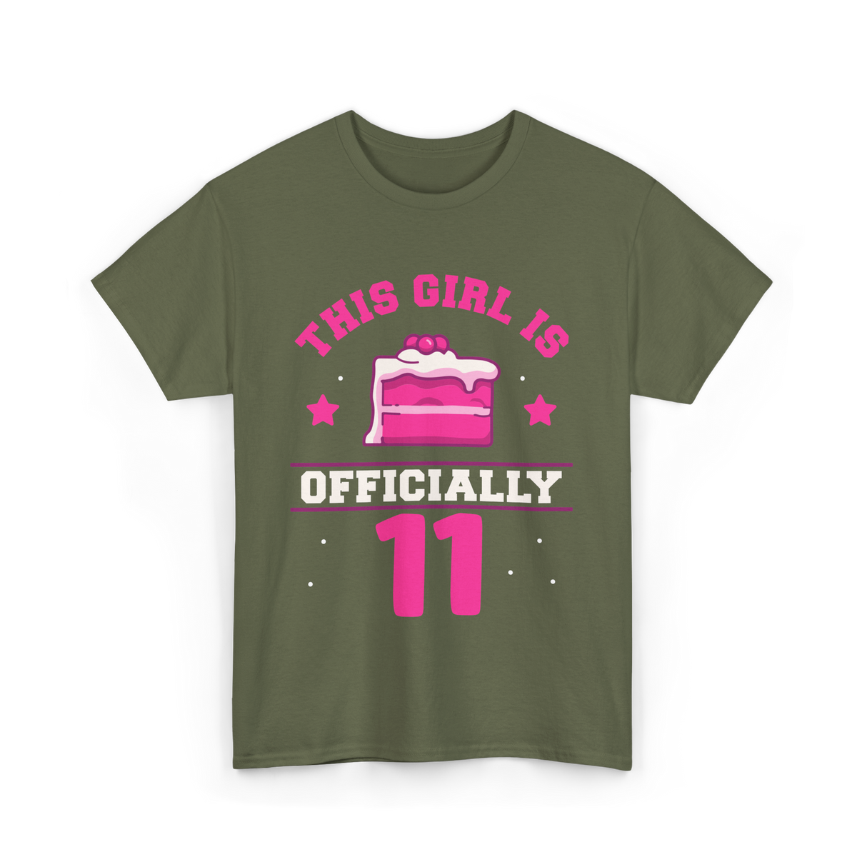 This Girl Is Officially 11 Birthday T-Shirt - Military Green