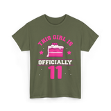 This Girl Is Officially 11 Birthday T-Shirt - Military Green