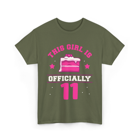 This Girl Is Officially 11 Birthday T-Shirt - Military Green