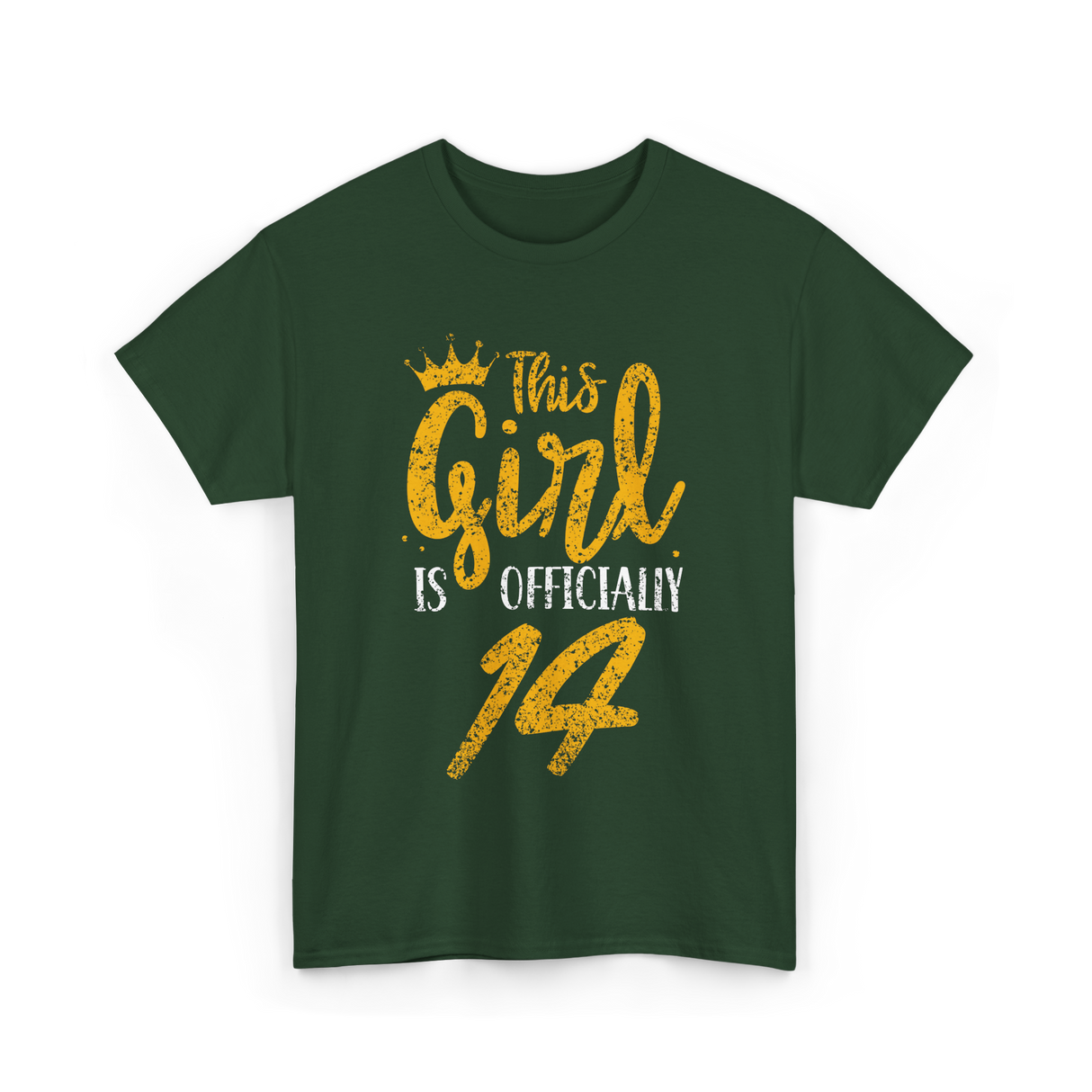 This Girl Is Officially 14 Birthday T-Shirt - Forest Green