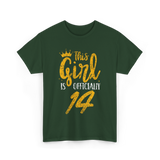 This Girl Is Officially 14 Birthday T-Shirt - Forest Green