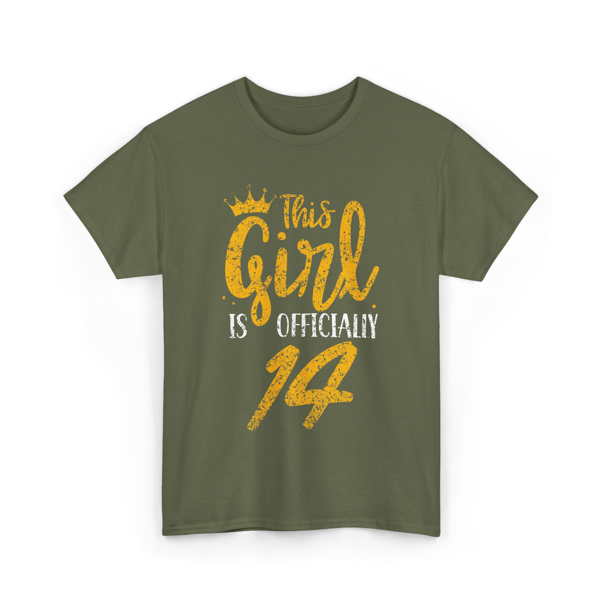 This Girl Is Officially 14 Birthday T-Shirt - Military Green