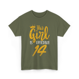 This Girl Is Officially 14 Birthday T-Shirt - Military Green