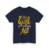 This Girl Is Officially 14 Birthday T-Shirt - Navy