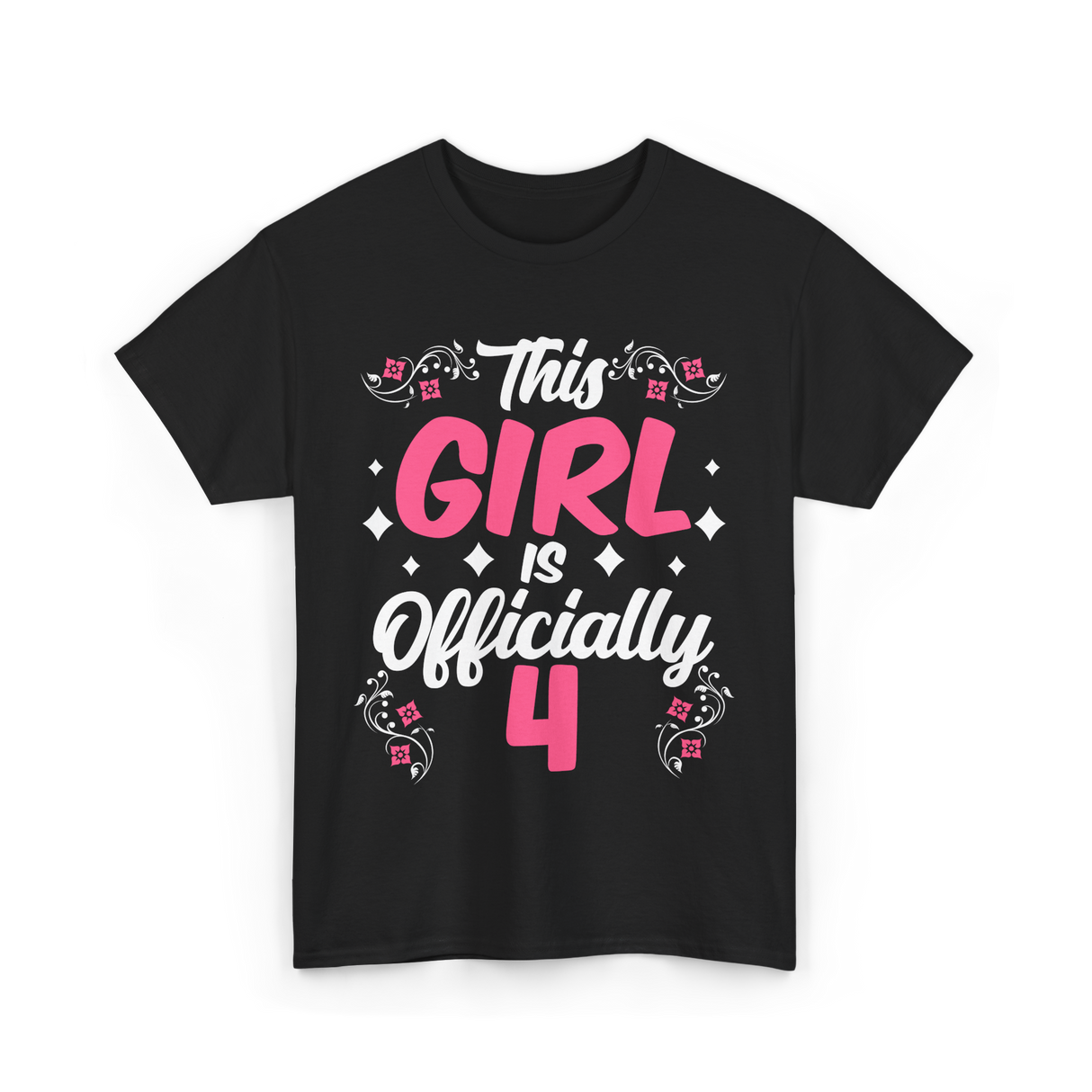 This Girl Is Officially 4 Birthday T-Shirt - Black