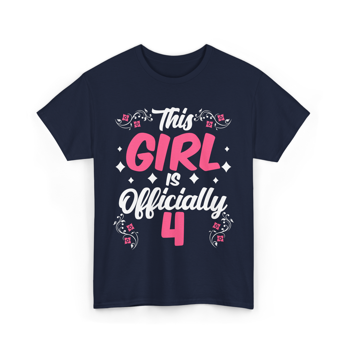 This Girl Is Officially 4 Birthday T-Shirt - Navy