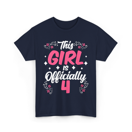 This Girl Is Officially 4 Birthday T-Shirt - Navy