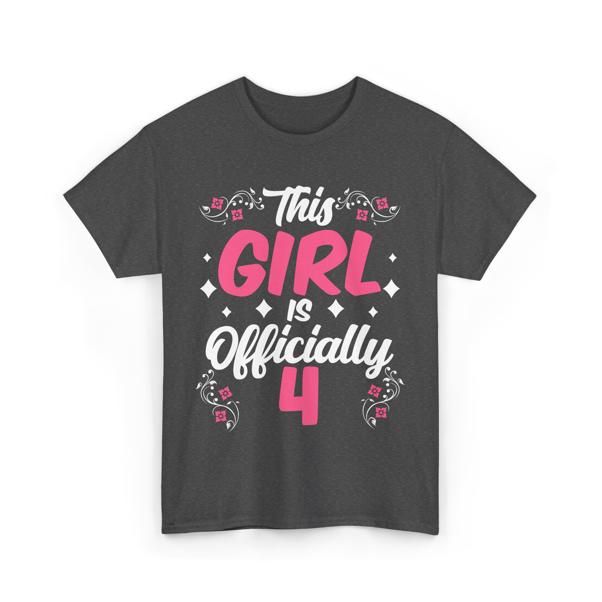 This Girl Is Officially 4 Birthday T-Shirt - Dark Heather