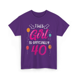 This Girl Is Officially 40 Birthday T-Shirt - Purple