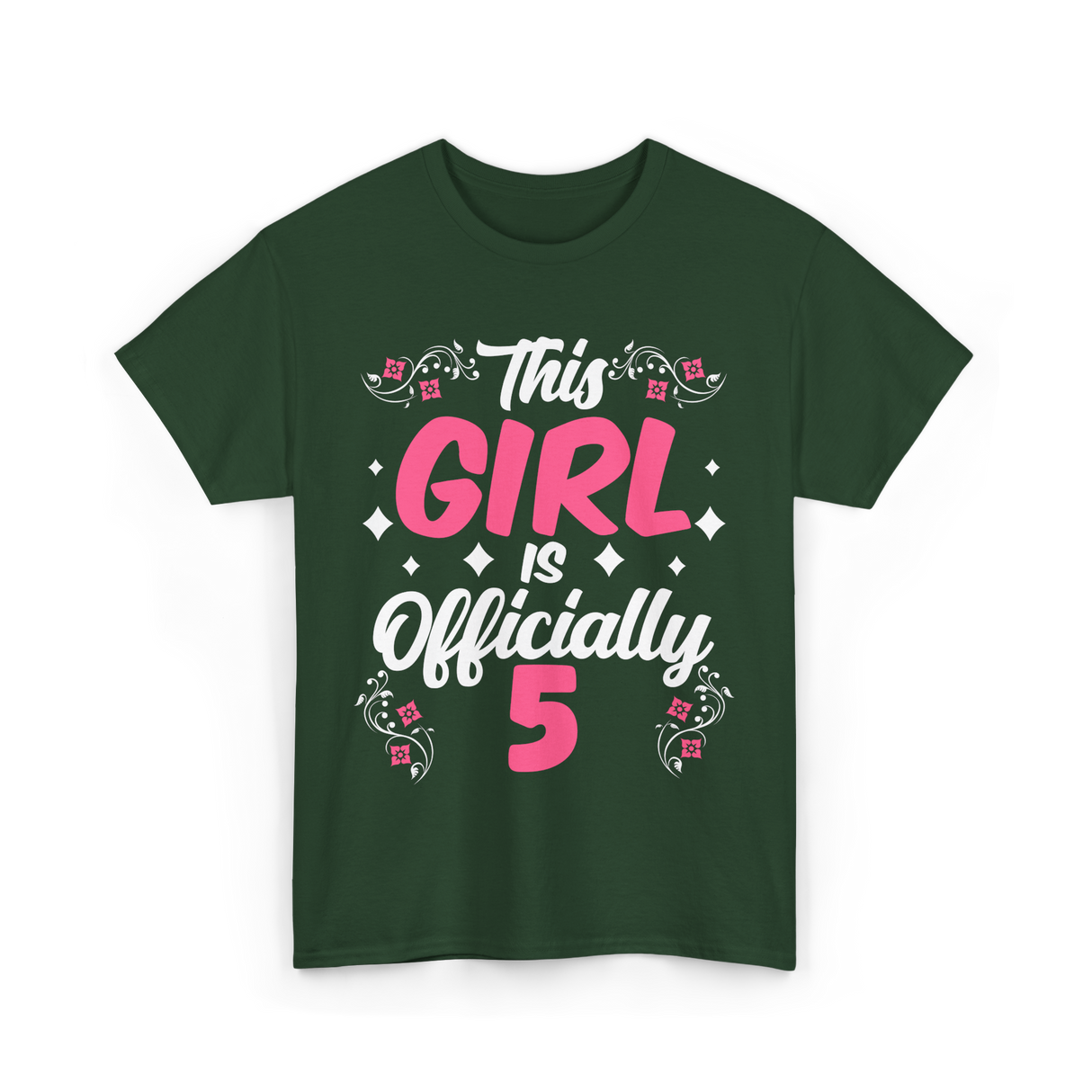 This Girl Is Officially 5 Birthday T-Shirt - Forest Green