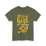 This Girl Is Officially 50 Birthday T-Shirt - Military Green