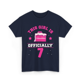 This Girl Is Officially 7 Birthday T-Shirt - Navy