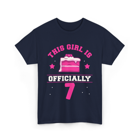 This Girl Is Officially 7 Birthday T-Shirt - Navy