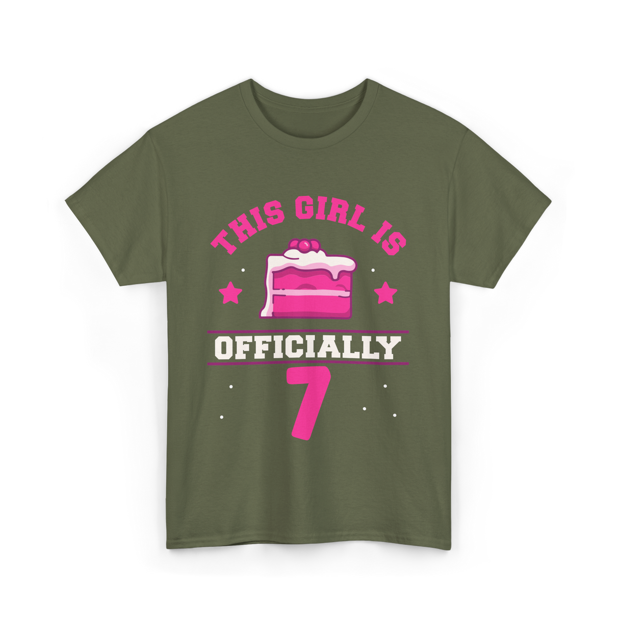 This Girl Is Officially 7 Birthday T-Shirt - Military Green